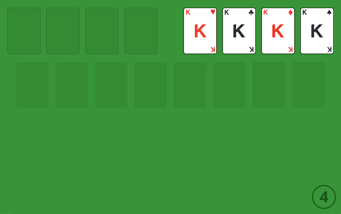 Een gewonnen Freecell spel